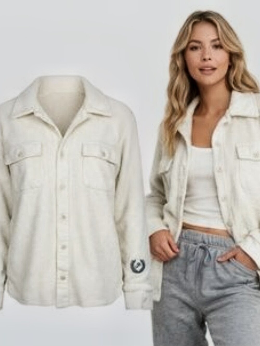 PINK Victoria's Secret Cream Button-Up Shacket